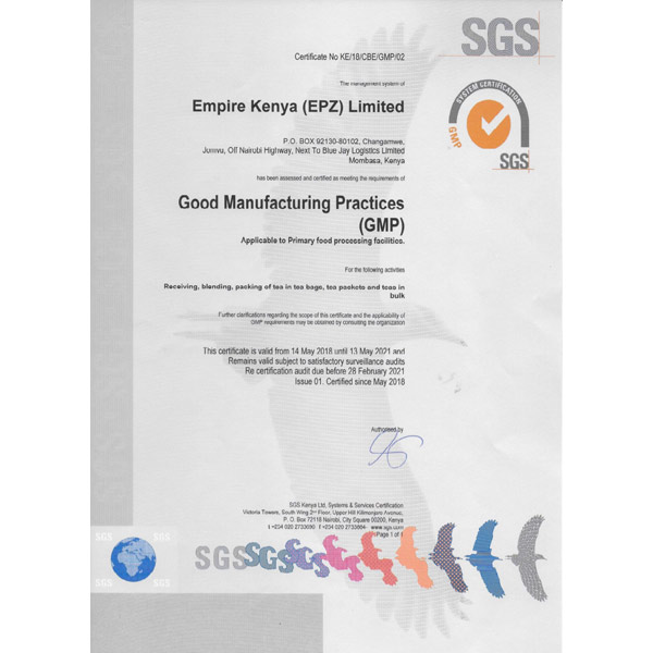 Good Manufacturing Practice (GMP) Certification